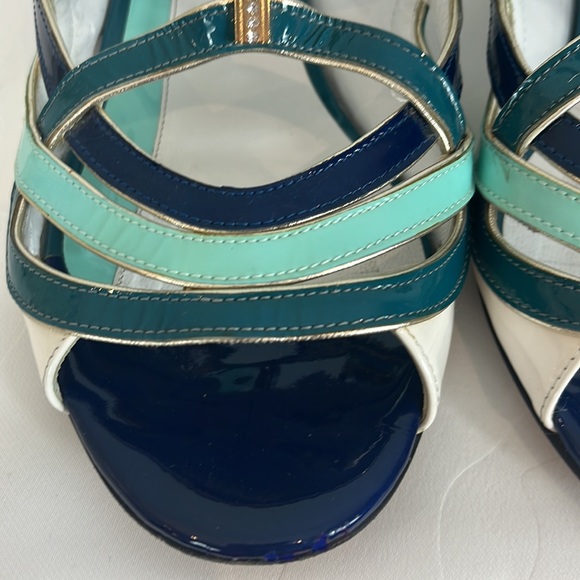 Accademia of Venice made in Italy Shades of Blue Bejewelled Sling Back Sandal - Picture 4 of 17